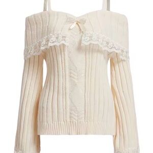 Elegant Cream Off-Shoulder Sweater